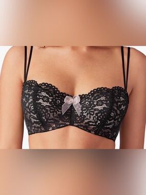 B.Tempted Black Lace Ciao Bella Underwire Balconette Bra  Size 34DD